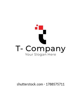 Letter T logo design template,Technology abstract dot connection cross vector logo icon circle logotype.
