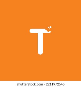 letter T logo design with unique creative bite marks in modern style in white on orange background. cute letter T illustration. suitable for business logo, company, marketing, promotion, food, etc