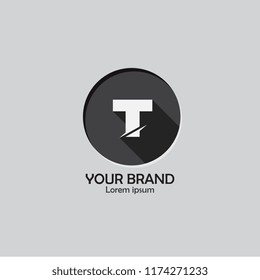 Letter T logo design vector. Simple and clean flat design of letter T logo vector template. with black and white