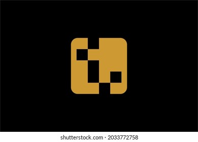 Letter T logo design vector. Monogram T in rectangle illustration symbol. Gold T-type vector icon.