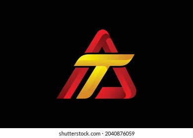 AT letter and T A T logo design vector 