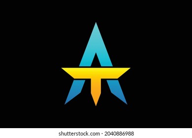 AT letter and A T logo design vector