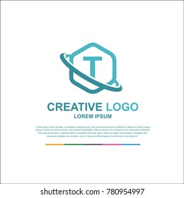 letter t, t logo, t letter design. word type logo. the logo comes from a flexible blend of hexagons and two silhouette lines for the company's professionalism. vector.