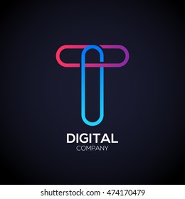 Letter T Logo Design.Linked shape circle symbol,Digital