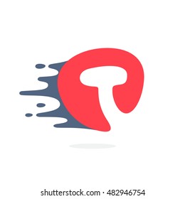 Letter T logo with fast speed water, fire, energy lines. Vector elements for sportswear, t-shirts, labels or posters.