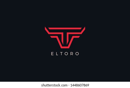 Letter T logo is formed with a simple line forming a bull head in red color