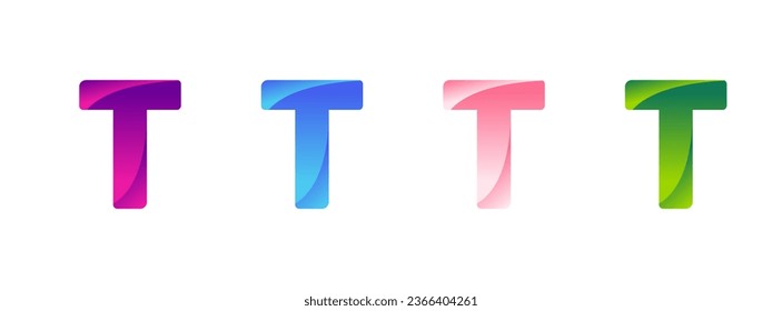 Letter T Logo in vier verschiedenen Farben, reibungslos in einem Farbverlauf. Ein lebendiges und stilvolles Design. Modernes Vektorgrafik-Symbol.
