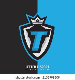 letter T logo gamer design, Initials e-sports logo design concept,  emblem design for eSports team.