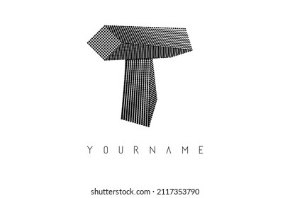 Logo des Buchstaben T mit geometrischer 3D-Form. Vektorgrafik mit luxuriösem Konzept für Architektur, Corporate, Business oder städtische Skyline Real Estate. Lineares, kreatives Monogramm-Kontursymbol