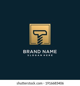 Buchstabe T Logo mit goldenem Kreativkonzept für Unternehmen oder Personen Premium Vector Teil 7