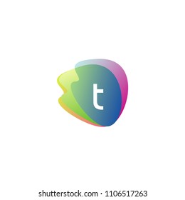 Letter T Logo at Gradient splash color background.