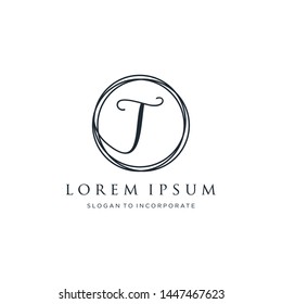 Letter T Logo, handwriting template , circle concept - Vector