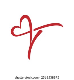 Letter T logo with heart icon, Letter T heart simple modern and unique logo, Letter T abstract and flat logo, Initial T creative and luxury logo for beauty and fashion 