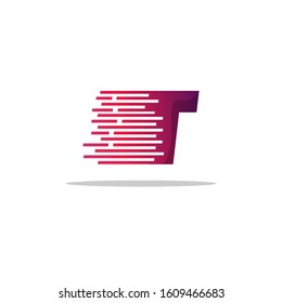 Letter T logo icon design with pixel line elements