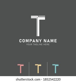 Elementos de plantilla de diseño de iconos de logotipo de la letra T.