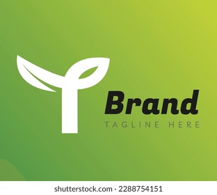 Letter T logo icon design template elements. Creative logo with initial letter T and green leaf. Usable for Branding and Business Logos.
