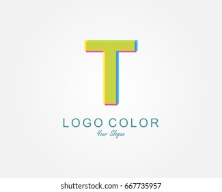 Letter T logo icon design with colorful