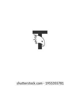 Letter T logo icon with falcon head design symbol template vector