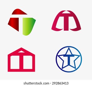 Letter t logo icon set
