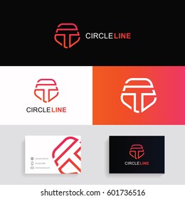 Letter T logo icon shield icon protection sign vector design. Company branding with business card.