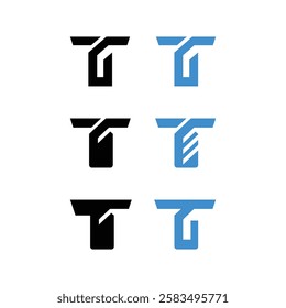  letter t logo icons minimalist isolated in white background