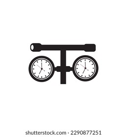 letter T logo illustration pressure gauge icon clock vector design