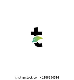 Letter t logo with leaf element, Arbor Day. Ecology concept