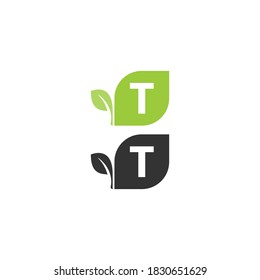Letter T  logo leaf icon design concept vector