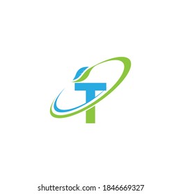 Letter T logo leaf icon design concept vector