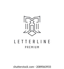 Letter T logo linear style icon on white backround