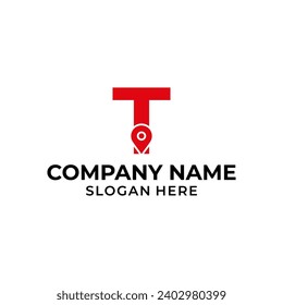 Letter T logo with location icon. T pointer logo template, gps logo initial