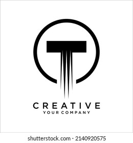 Letter T logo Minimal vector graphic alphabet symbol.