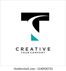 Letter T logo Minimal vector graphic alphabet symbol.