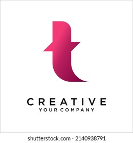Letter T logo Minimal vector graphic alphabet symbol.