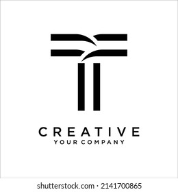 Letter T logo Minimal vector graphic alphabet symbol.
