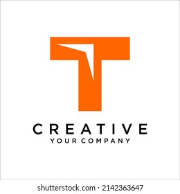 Letter T logo Minimal vector graphic alphabet symbol.