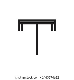 Letter T logo monogram, black and white design element - Vector