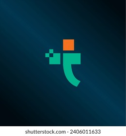 LETRA T LOGO MONOGRAM DIGITAL PIXEL EDITABLE