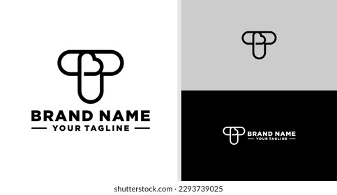LETRA T LOGO MONOGRAM LOVE HEART LINE EDITABLE
