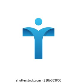 letter t logo with people