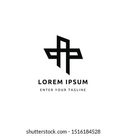 Letter A T Logo Simple, Monogram Design With Line. vector stock eps 10.