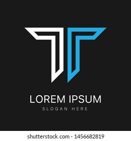 Letter T logo smooth line geometric shape, black and white style monogram typography design element, boutique emblem mockup