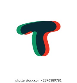 Letter T logo with stereo effect. Perfect to use in any disco labels, dj logos, electromusic posters, bright identity, etc.