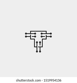 Letter T Logo Tech Wifi Vector Design