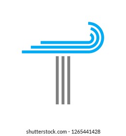 Letter T Logo Template with Lines. Simple and Minimalist Logo. Editable Vector Template