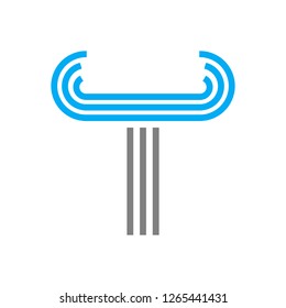 Letter T Logo Template with Lines. Simple and Minimalist Logo. Editable Vector Template