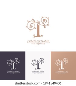 Letter T logo template. Monnogram, delicate floral design. Personal logo. Vector design.