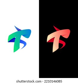 Plantilla de logotipo de carta T, vector de diseño simple