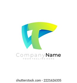 Plantilla de logotipo de carta T, vector de diseño simple