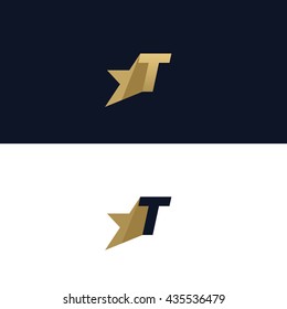 Letter T logo template with Star design element. Vector illustration. Corporate branding identity